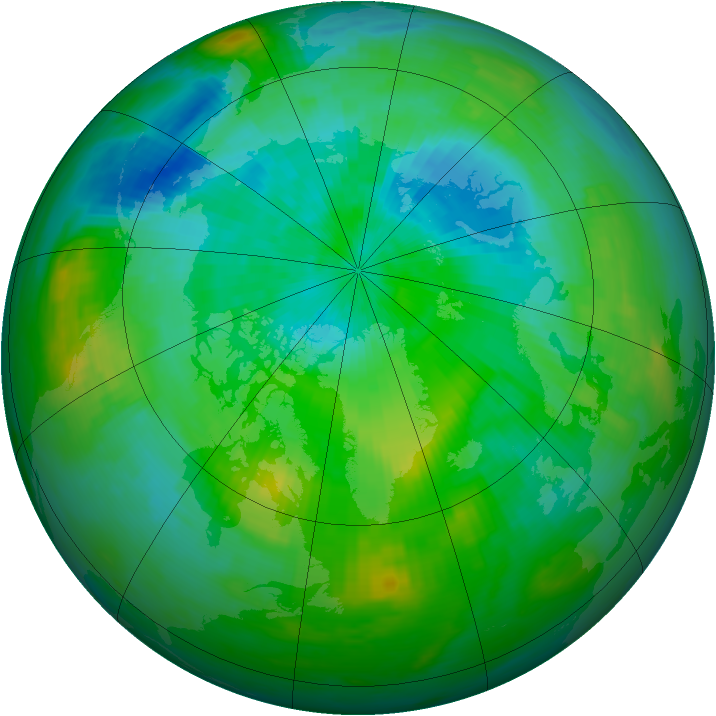 Arctic ozone map for 28 August 1991